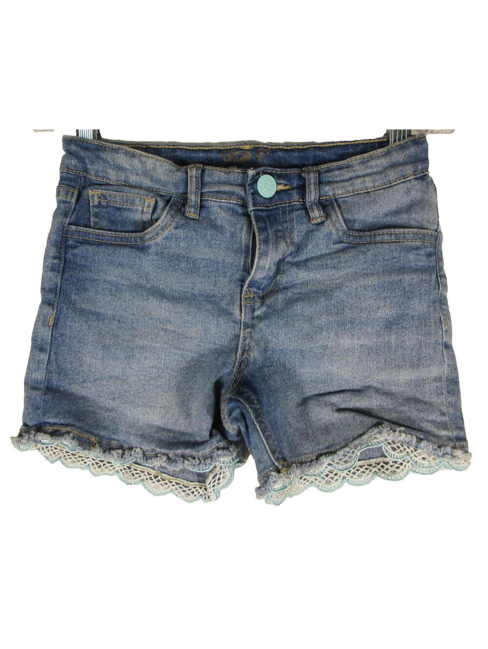 Studio V A Division Of Vigoss Girls Lace Trim Denim Shorts Size 10 Blue